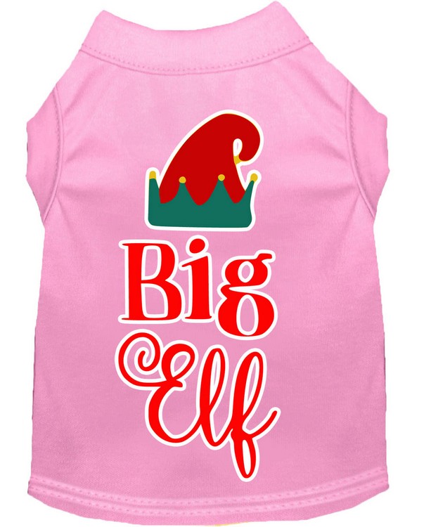 Big Elf Screen Print Dog Shirt Light Pink XL